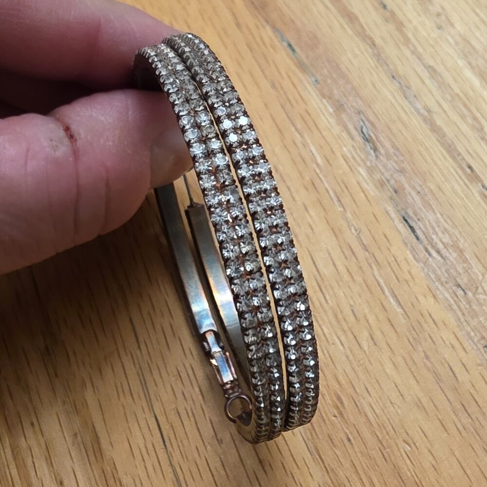 Etsy Silver Toned Oversized Rhinestone Hoops - Picture 8 of 16